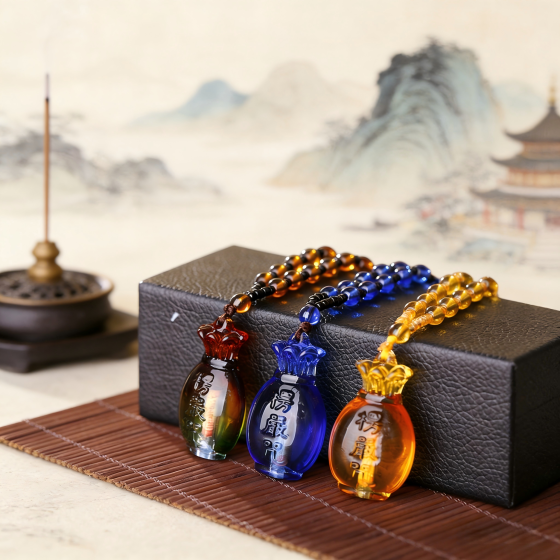 Temple-issued flower vase pendant with built-in scriptures